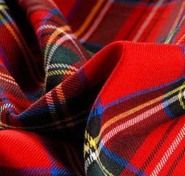 Kostýmová látka kostka tartan vínově červená