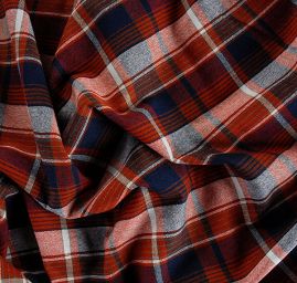 Vlněná kostýmovka vzor velké kostky hnědomodrá