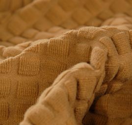 Pletenina plastický vzor kostek camel hnědá