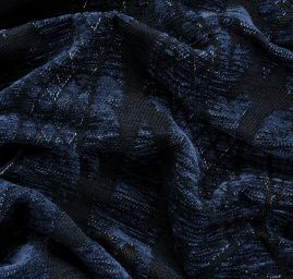 Replika historické tkaniny Rokoko temně modrá