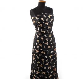 Žoržetová pletenina design MarLen tisk jednorožec černá