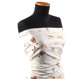 Žoržetová pletenina design MarLen tisk jednorožec smetanová