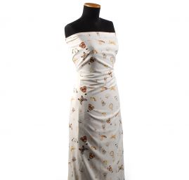 Žoržetová pletenina design MarLen tisk jednorožec smetanová