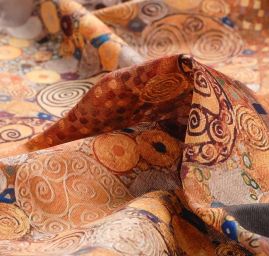 Žoržetová pletenina design MarLen tisk Klimt