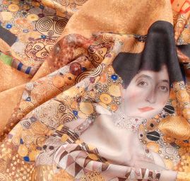 Žoržetová pletenina design MarLen tisk Klimt