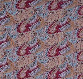 Šifon plise motiv paisely v odstínech vínové