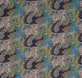 Šifon plise motiv paisley v zelených odstínech