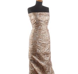 Brokát lamé zlatostříbrný velké květy béžový