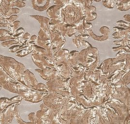 Brokát lamé zlatostříbrný velké květy béžový