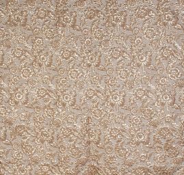 Brokát lamé zlatostříbrný velké květy béžový