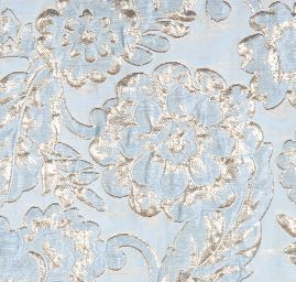 Brokát lamé zlatostříbrný velké květy sv.modrý