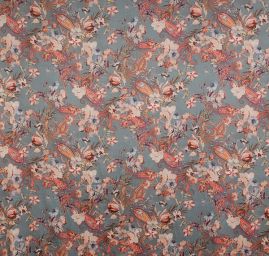 Satén pružný tisk vzor kašmír/paisley hnědošedý