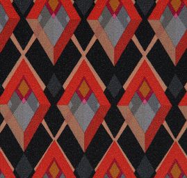 Žoržet šatový pružný tisk art deco vzor červený