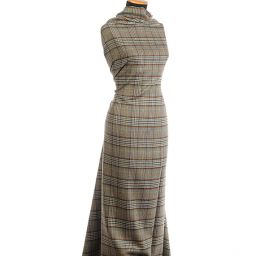 Střižní vlna vzor pepito/kostka olivověhnědá