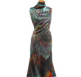 Atlas kupón květ leknínu/proužky oranžovo-modré