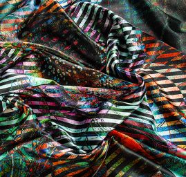 Atlas kupón květ leknínu/proužky oranžovo-modré