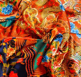 Atlas vzor draci/květy