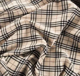 Kostýmová látka vzor kostky tartan smetanová