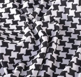 Kabátová látka vzor pepito černá/bílá