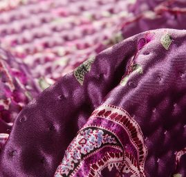 Prošev saténový vzor paisley fialový