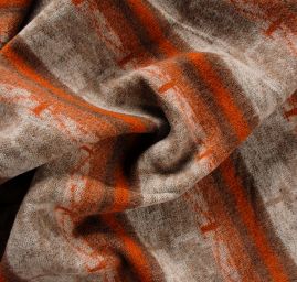 Vařená vlna etno vzor rezavá/hnědá