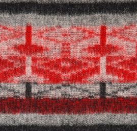 Vařená vlna etno vzor vínová/černá