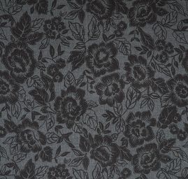 Bavlna pružná látka tisk květin černá/šedá