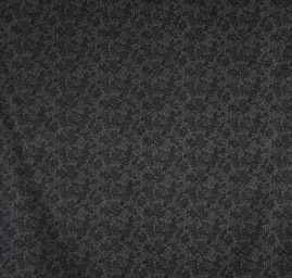 Bavlna pružná látka tisk květin černá/šedá