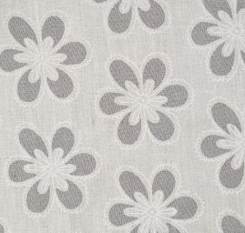 Etamín žakárový květinový vzor lomená bílá