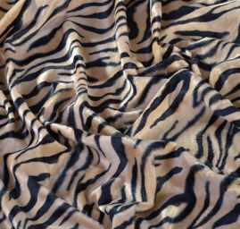 Metráž - imitace zvířecí srsti, zebra krémová/černá