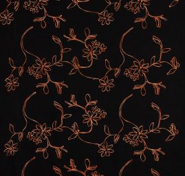 Vlněný úplet s květinovou výšivkou černá/oranžová