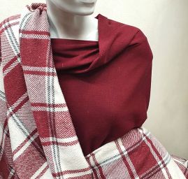 Flanel vzor káro kostka vínová