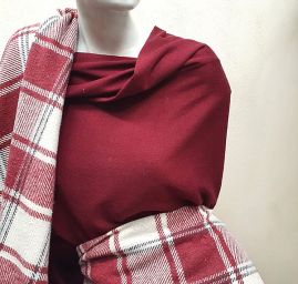 Flanel vzor káro kostka vínová