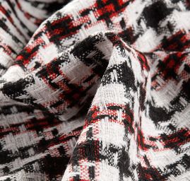 Kostýmová látka imitace ručně tkaná tmavě červená