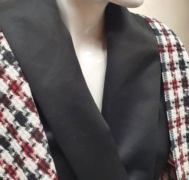 Kostýmová látka imitace ručně tkaná tmavě červená