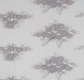 Krajka tylová plastický květ šedá