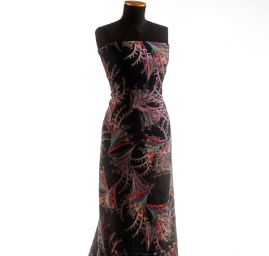 Viskozová šatová látka tisk abstraktní vzor červená