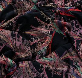 Viskozová šatová látka tisk abstraktní vzor červená