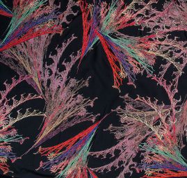 Viskozová šatová látka tisk abstraktní vzor červená