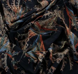 Viskozová šatová látka tisk abstraktní vzor béžová