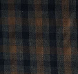 Kostýmová látka vzor kostky hnědomodrá