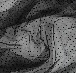 Tyl šatový sametový flock puntík pružný jemný černý