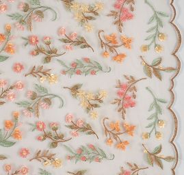 Krajka výšivka květinový vzor béžová