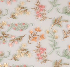 Krajka výšivka květinový vzor béžová