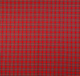 Kostýmová látka vzor kostky tartan červená/černá