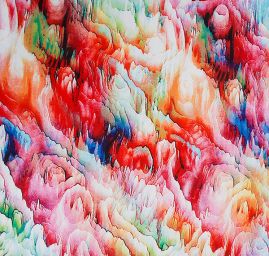 Viskozová šatová látka tisk abstrakt červenorůžová