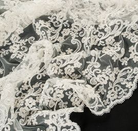 Krajka výšivka na tylu smetanová