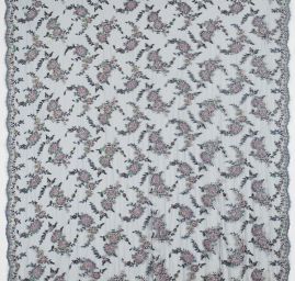 Krajky výšivka na tylu rokajl/korálky/flitry fialová