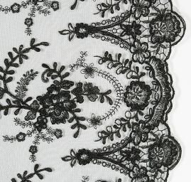 Krajka výšivka na tylu květinová černá