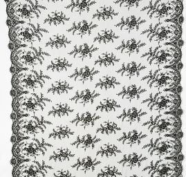 Krajka výšivka na tylu květinová černá